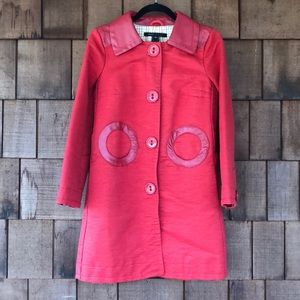 Marc Jacobs red retro 1960s mod jacket with front pockets, flannel lined, XS